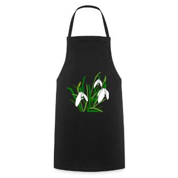 Snowdrops, flowers, petals, floral, spring - Cooking Apron - black - Front - AI Model Male 185 dark (185cm)