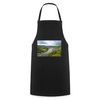 Moselle, Wine, Vineyard, Reil, Panorama - Cooking Apron - black - Front - AI Model Male 185 dark (185cm)