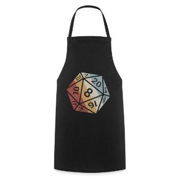 20-sided Cube Retro Style Vintage - Cooking Apron - black - Front - AI Model Male 185 dark (185cm)