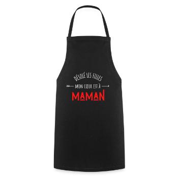 désolé les filles mon cœur est à maman - Tablier de cuisine - noir - Devant - AI Model Male 185 dark (185cm)