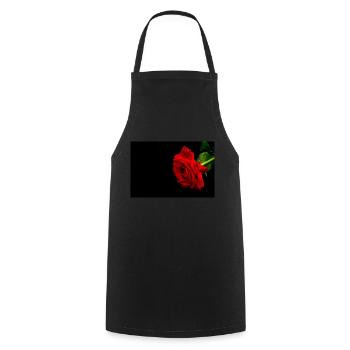 red rose on a black Valentine's Day background - Cooking Apron - black - Front - AI Model Male 185 dark (185cm)
