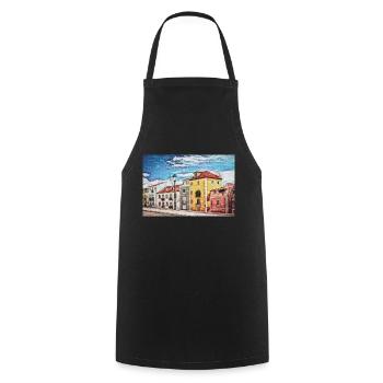 Vintage Color Buildings Row -Lisbon Portugal Lover - Tablier de cuisine - noir - Devant - AI Model Male 185 dark (185cm)