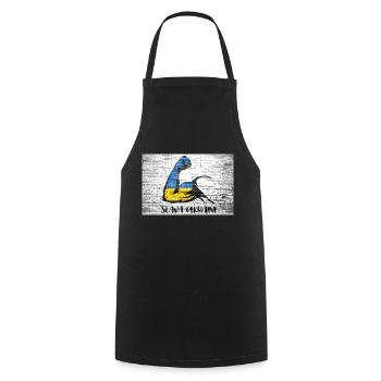 Slava Ukraini lettrage devise Ukraine muscles flexibles - Tablier de cuisine - noir - Devant - AI Model Male 185 dark (185cm)