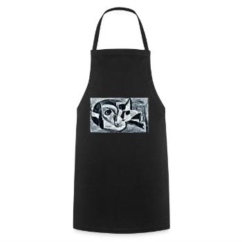 Cat Strong in Black and White - Kunst Fine Art - Cooking Apron - black - Front - AI Model Male 185 dark (185cm)
