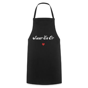 sœur en or - Tablier de cuisine - noir - Devant - AI Model Male 185 dark (185cm)