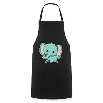 Elefant Elefantenbaby Süß Niedlich Cartoon Comic - Kochschürze - Schwarz - Vorne - AI Model Male 185 dark (185cm)