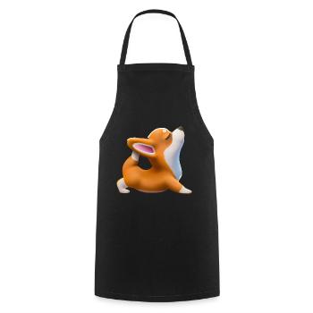 Corgi dog in yoga pose - Cooking Apron - black - Front - AI Model Male 185 dark (185cm)