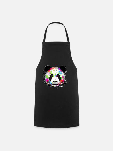 Bunter Panda - Kochschürze - Schwarz