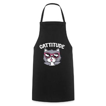 Cattitude Katzenmama - Kochschürze - Schwarz - Vorne - AI Model Male 185 dark (185cm)