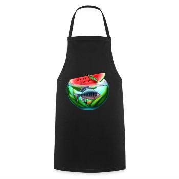 Watermelon aquarium with fish - Cooking Apron - black - Front - AI Model Male 185 dark (185cm)