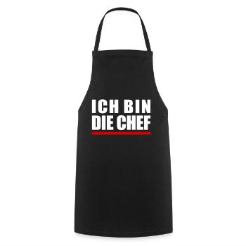 Ich bin "die" Chef - Kochschürze - Schwarz - Vorne - AI Model Male 185 dark (185cm)