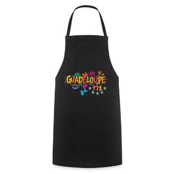 Carte de la Guadeloupe 971 - idee cadeau souvenir - Tablier de cuisine - noir - Devant - AI Model Male 185 dark (185cm)