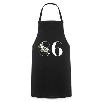 Number 86 Floral Green - 86th Floral Birthday - Cooking Apron - black - Front - AI Model Male 185 dark (185cm)