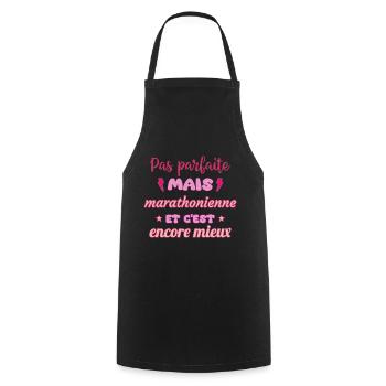 Pas parfaite mais marathonienne,marathon - Tablier de cuisine - noir - Devant - AI Model Male 185 dark (185cm)