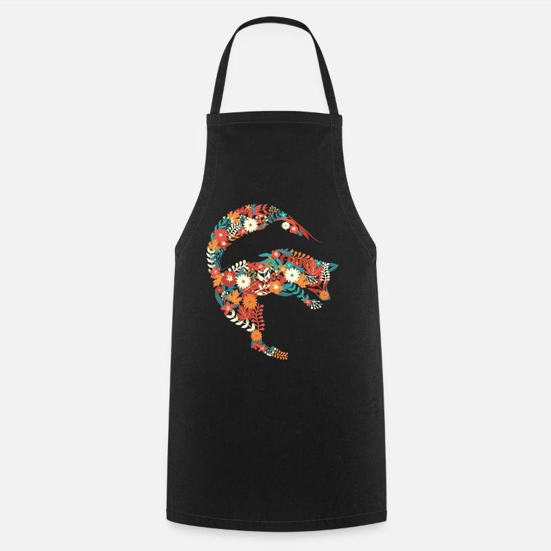 Jumping Flower Fox Blumen Springen Fuchs Geschenk - Kochschürze - Schwarz