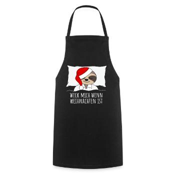 Faultier Bett Kissen Weihnachten lustige Sprüche - Kochschürze - Schwarz - Vorne - AI Model Male 185 dark (185cm)