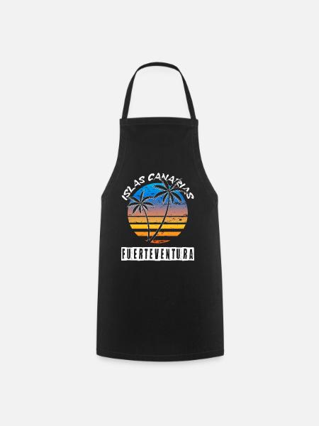 Fuerteventura Été Soleil Plage Palmiers de mer - Tablier de cuisine - noir