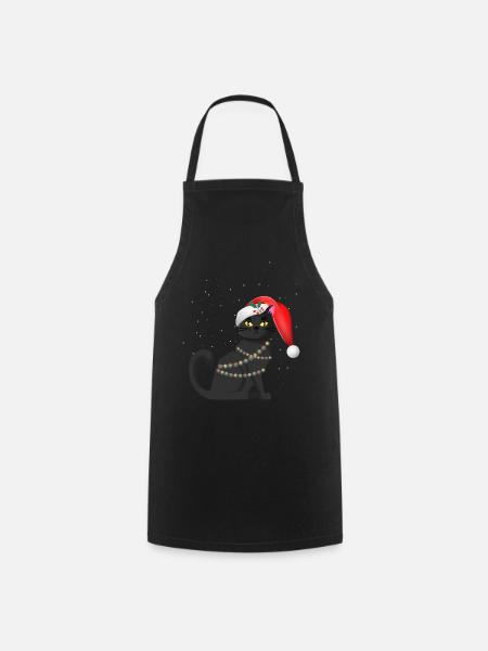 Chat noir de Noel - Tablier de cuisine - noir