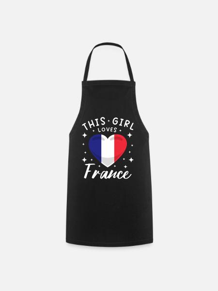 Frankreich Flagge Herz Französische Fahne - Kochschürze - Schwarz
