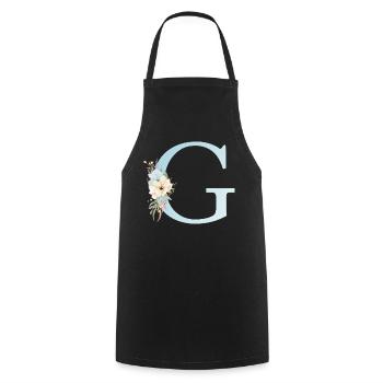 Monogramme G Floral personnalisable - Tablier de cuisine - noir - Devant - AI Model Male 185 dark (185cm)