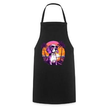 Beagle with sunglasses on the beach retro - Cooking Apron - black - Front - AI Model Male 185 dark (185cm)