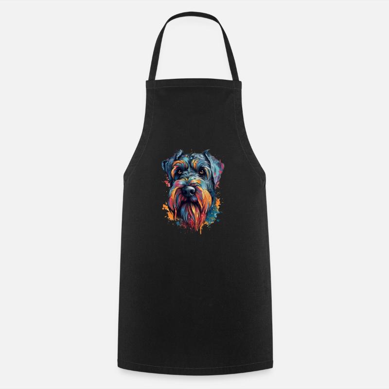 Chien géant-schnauzer coloré - Tablier de cuisine - noir