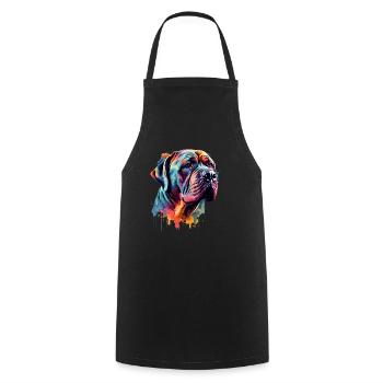 Chien Mastiff coloré - Tablier de cuisine - noir - Devant - AI Model Male 185 dark (185cm)