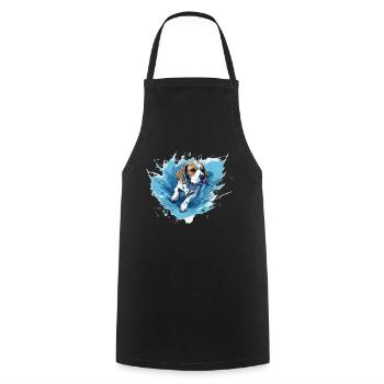 Beagle Dock-Diving into Water - Cooking Apron - black - Front - AI Model Male 185 dark (185cm)