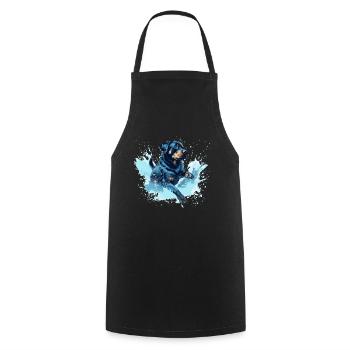 Rottweiler Dock-Diving into Water - Cooking Apron - black - Front - AI Model Male 185 dark (185cm)