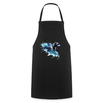 Whippet Dock-Diving into Water - Cooking Apron - black - Front - AI Model Male 185 dark (185cm)