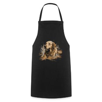 Golden-retriever Dock-Plongée dans l’eau - Tablier de cuisine - noir - Devant - AI Model Male 185 dark (185cm)