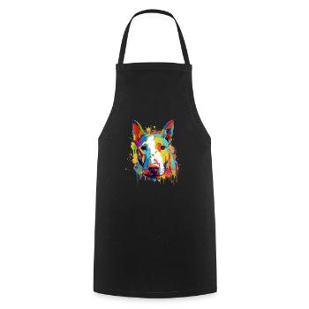 Colorful Bull-terrier art design - Cooking Apron - black - Front - AI Model Male 185 dark (185cm)