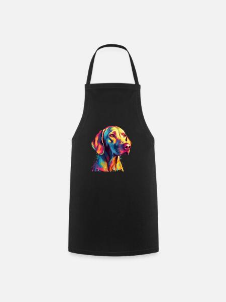 Buntes Weimaraner Kunstdesign - Kochschürze - Schwarz