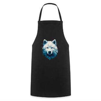 Colorful Samoyed art design - Cooking Apron - black - Front - AI Model Male 185 dark (185cm)