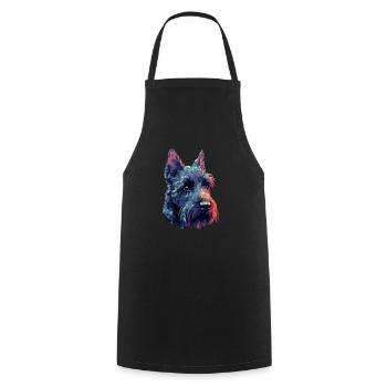 Colorful Scottish-terrier art design - Cooking Apron - black - Front - AI Model Male 185 dark (185cm)