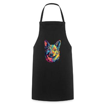 Colorful Valhund art design - Cooking Apron - black - Front - AI Model Male 185 dark (185cm)