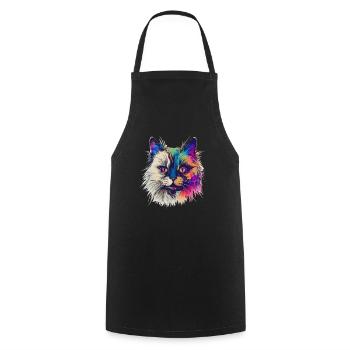 Chat Birman coloré - Tablier de cuisine - noir - Devant - AI Model Male 185 dark (185cm)