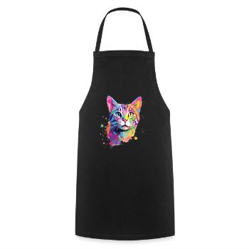 Chat américain coloré à poil court - Tablier de cuisine - noir - Devant - AI Model Male 185 dark (185cm)
