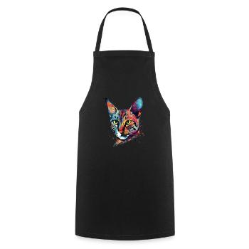 Colorful Bengal cat - Cooking Apron - black - Front - AI Model Male 185 dark (185cm)
