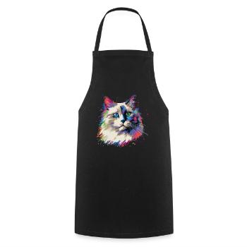 Bunte Ragdoll Katze - Kochschürze - Schwarz - Vorne - AI Model Male 185 dark (185cm)