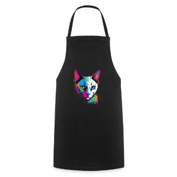 Bunte Tonkanese Katze - Kochschürze - Schwarz - Vorne - AI Model Male 185 dark (185cm)