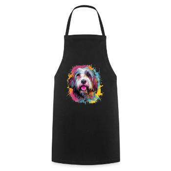 Colorful Bearded-collie - Cooking Apron - black - Front - AI Model Male 185 dark (185cm)
