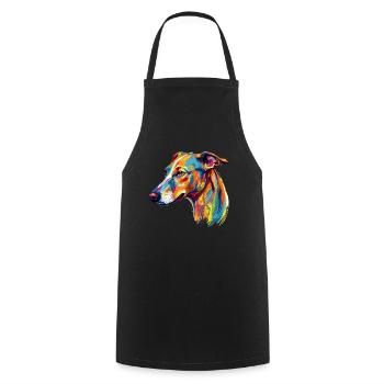 Buntes Whippet - Kochschürze - Schwarz - Vorne - AI Model Male 185 dark (185cm)