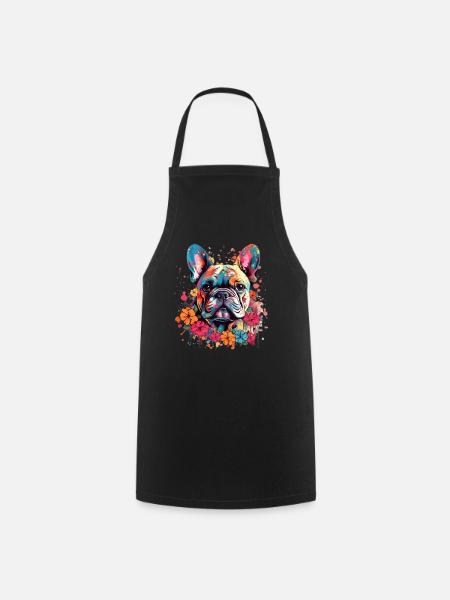 Bouledogue français coloré - Tablier de cuisine - noir