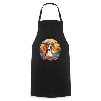 Beagle coloré avec des lunettes de soleil à la plage - Tablier de cuisine - noir - Devant - AI Model Male 185 dark (185cm)