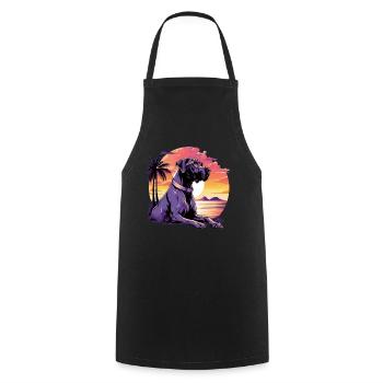 Colorful Great-dane with sunglasses - Cooking Apron - black - Front - AI Model Male 185 dark (185cm)