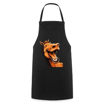 Laughing Horse Funny Funny Humor Crazy Ugly - Cooking Apron - black - Front - AI Model Male 185 dark (185cm)