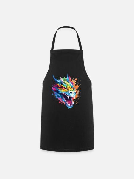 Dragon Fantasy Magic Mysticism Creature Animal Colorful - Cooking Apron - black