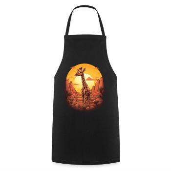 Girafe Afrique - Tablier de cuisine - noir - Devant - AI Model Male 185 dark (185cm)