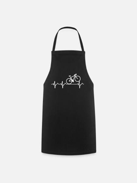 Heartbeat ECG Gravel Bike Road Bike Bicycle - Cooking Apron - black